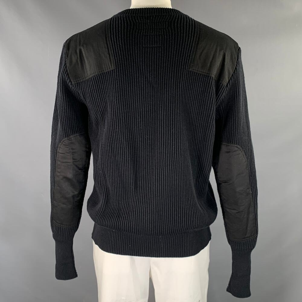 NEIGHBORHOOD Size XL Black Patch Wool Cotton Ribbed Sweater - Picture 4 of 6